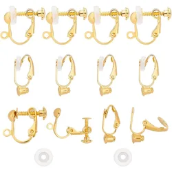 1 Box 12Pcs 2 Style Clip-on Earring Findings Stud Clip On Earring Converter Clip On Dangle Earring Post Ear Clips Brass Earring