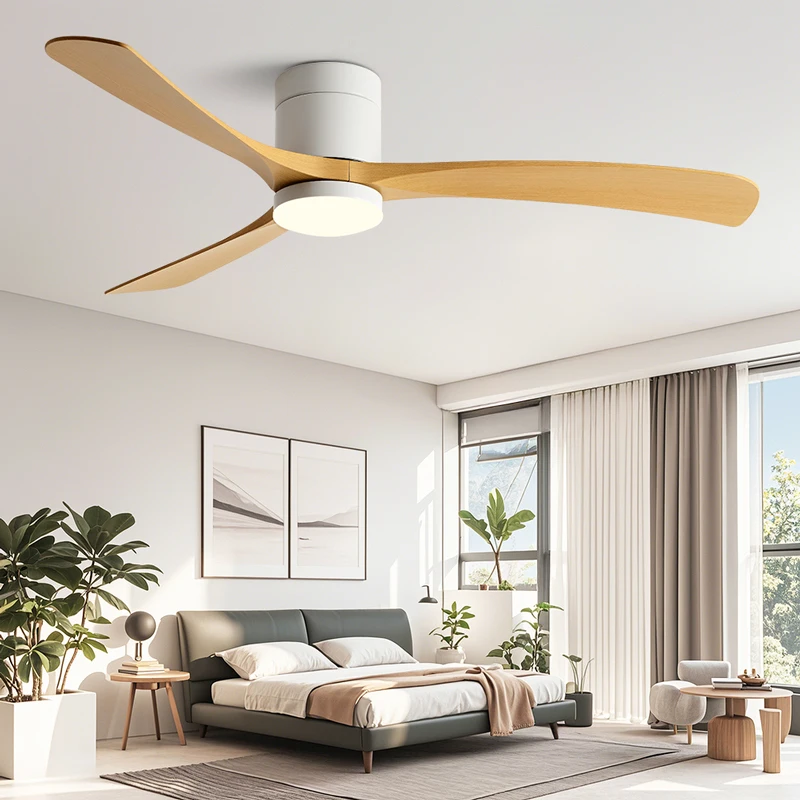 38/56inch Low Floor Ceiling Fan Light 3 Blades DC Motor Remote Control LED Lights for Restaurant Coffee Shop Home Hotel Office