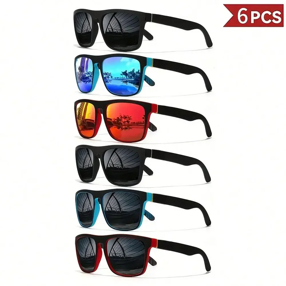

6PairsSet New Arrival European American Square Shaped Men Outdoor Sports Cycling Driving Fishing Fashion Glasses Beach Accessor