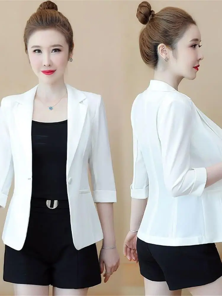 

Белый ор, повседневный тонкий костюм-джат для женщин, весна-лето, отдых, профессиональный топ Seven Sve Busin Sle Cleanfit