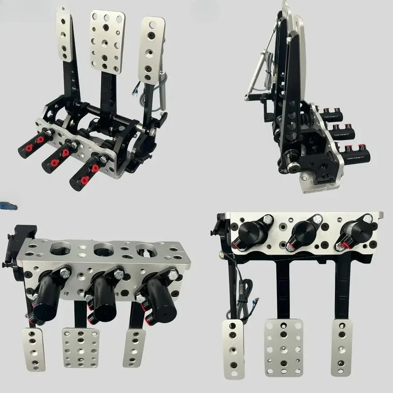 High Quality CNC Aluminum Floor Three Pedal Box Assembly Displacement Sensor Master Cylinder Adjustable Braking Force