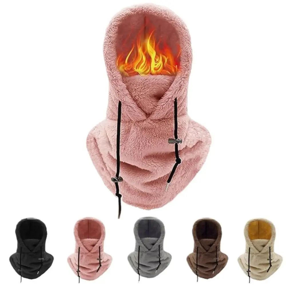 

Universal Plush Sherpa Hood Ski Mask Thickened Windproof Winter Cycling Cap Keep Warm Fleece Balaclava Hat for Outdoor Sports