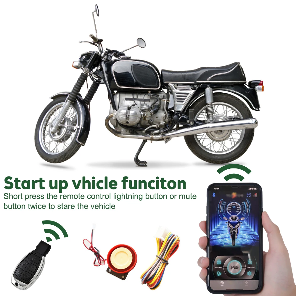 12V Motorcycle Alarm Remote Start Keyless Control System Remote Control Motorcycle Anti-theft Alarm System Electric Engine Lock