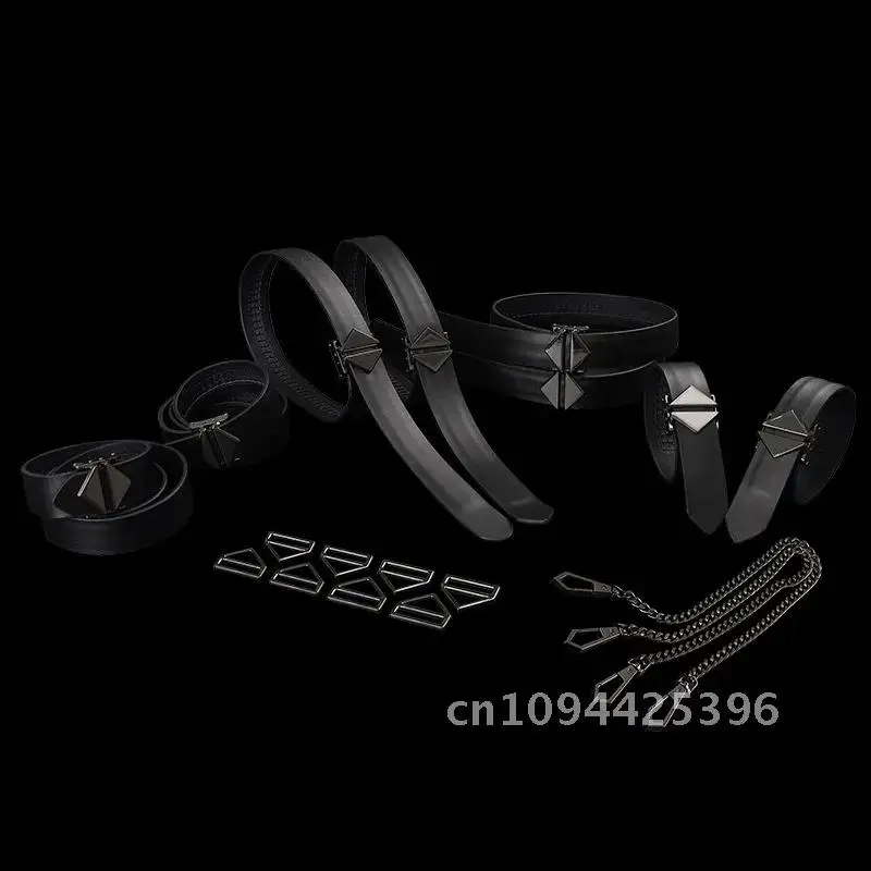 LOCKINK DIY 8pcs Bondage Harness Gear BDSM Set Adults Hand and Foot Cuffs with Collar Sexual Couples Kit Adult Harness Supplies