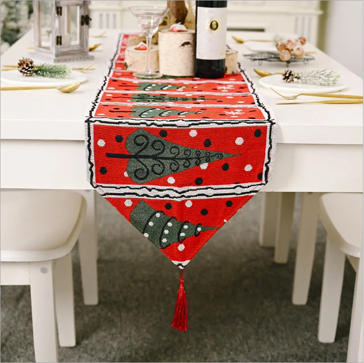 New Christmas decorations table flag Creative Christmas tablecloth long strip coffee table table decoration home holiday clothes