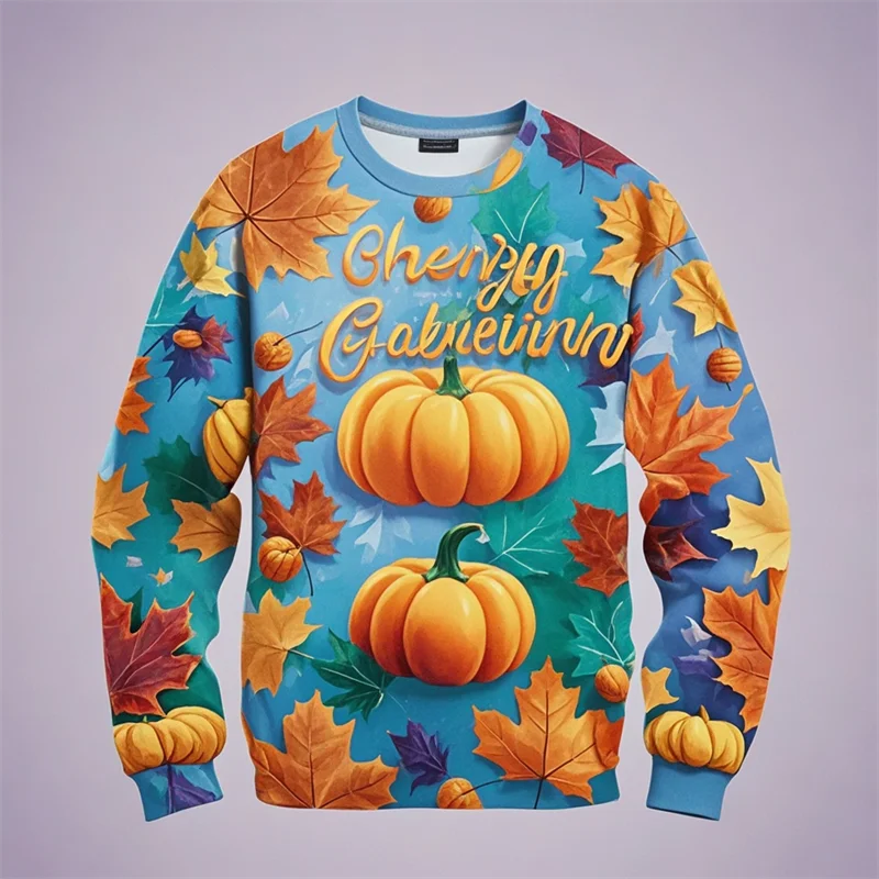 

New 3d Printed Happy Thanksgiving Day Sweater Y2k Men Turkey Pumpkin Pattern Kids Sweater Casual Loose Tops Pullovers Streetwear