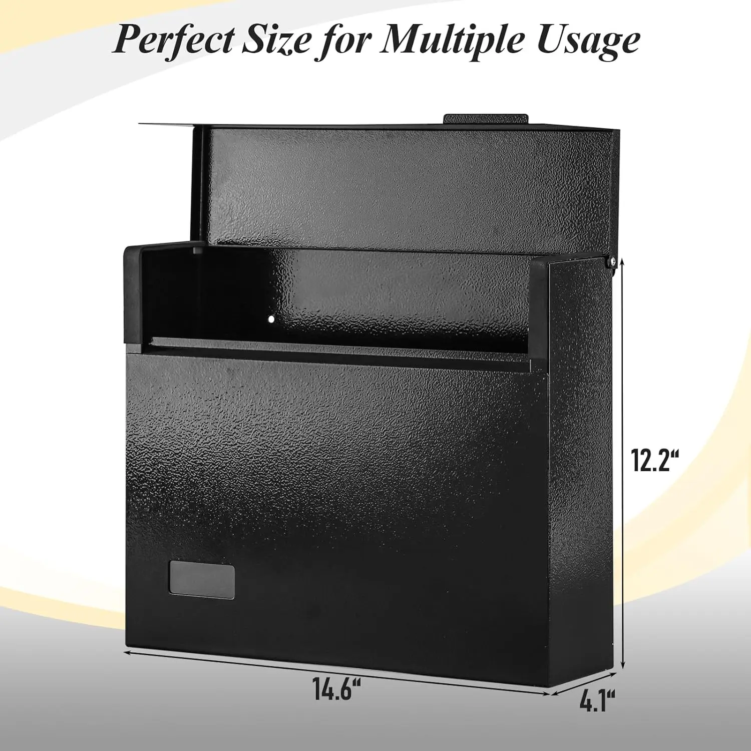 

Mailbox Wall Mount Mailboxes for Outside Large Capacity Steel Hanging Metal Mailbox Modern Post Box Black14.6''x12.2''x4.1''