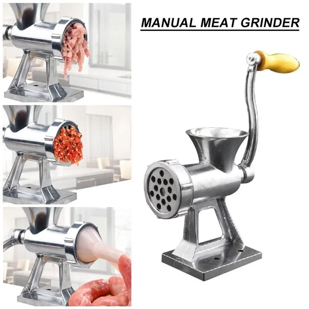 Aluminium Alloy Hand Operate Manual Meat Grinder Sausage Beef Mincer Crank & Tabletop Clamp Kitchen Home Tool