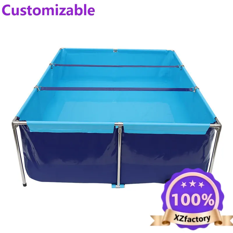 Factory Direct 2026 canvas fish pond breeding thickened fish pond with bracket large outdoor courtyard plastic tarp knife scrapi