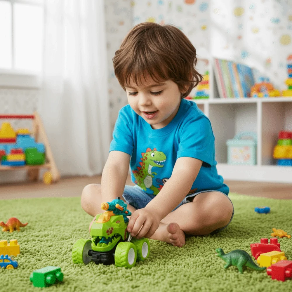 Cartoon Design Dinosaur Car Ballistic Launch One Step Transform Inertia Dinosaur Car Mini Size Inertial Sliding