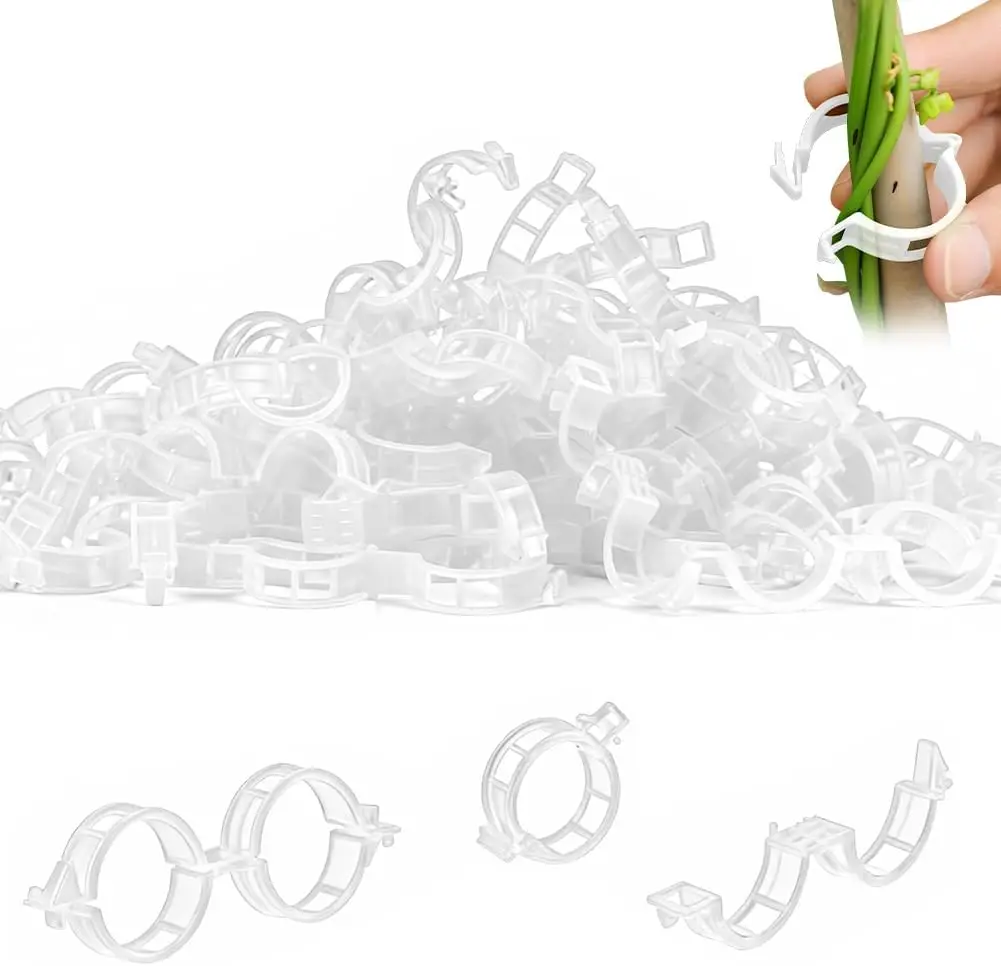 100PCS Plant Support Clips Reusable Garden Clips, Secured Plastic Plant Clips, Tomato Support Clips for String Trellis for Climb