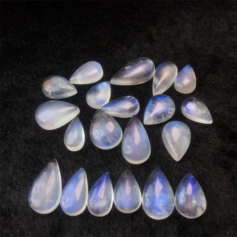 2PCS Natural Blue Moon Stone Teardrop Pendant Healing Fengshui Crystal Jewelry Fashion Reiki Holiday Gift 15-23MM