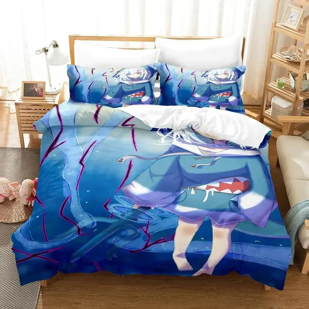 

Gawr Gura Reflect Fanart holoMyth Comfortable Duvet Quilt Cover Pillowcase Bedding Set Children Bedroom Decoration Home Textile