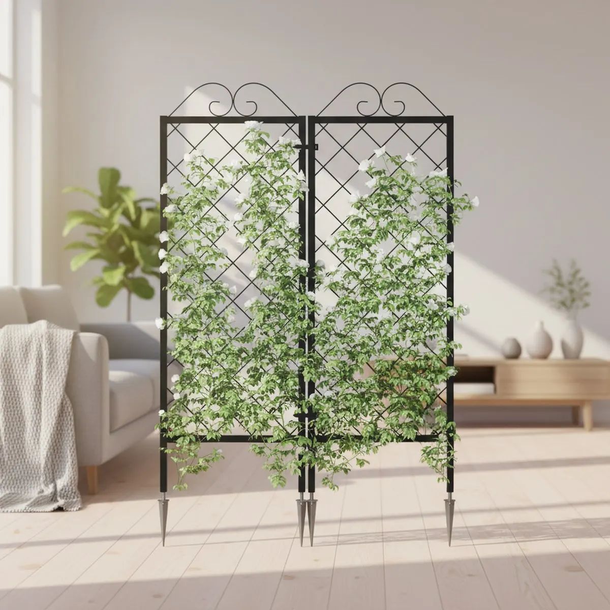 Tall Metal Plant Trellis for Climbing Flowers Vegetables Large Garden Support