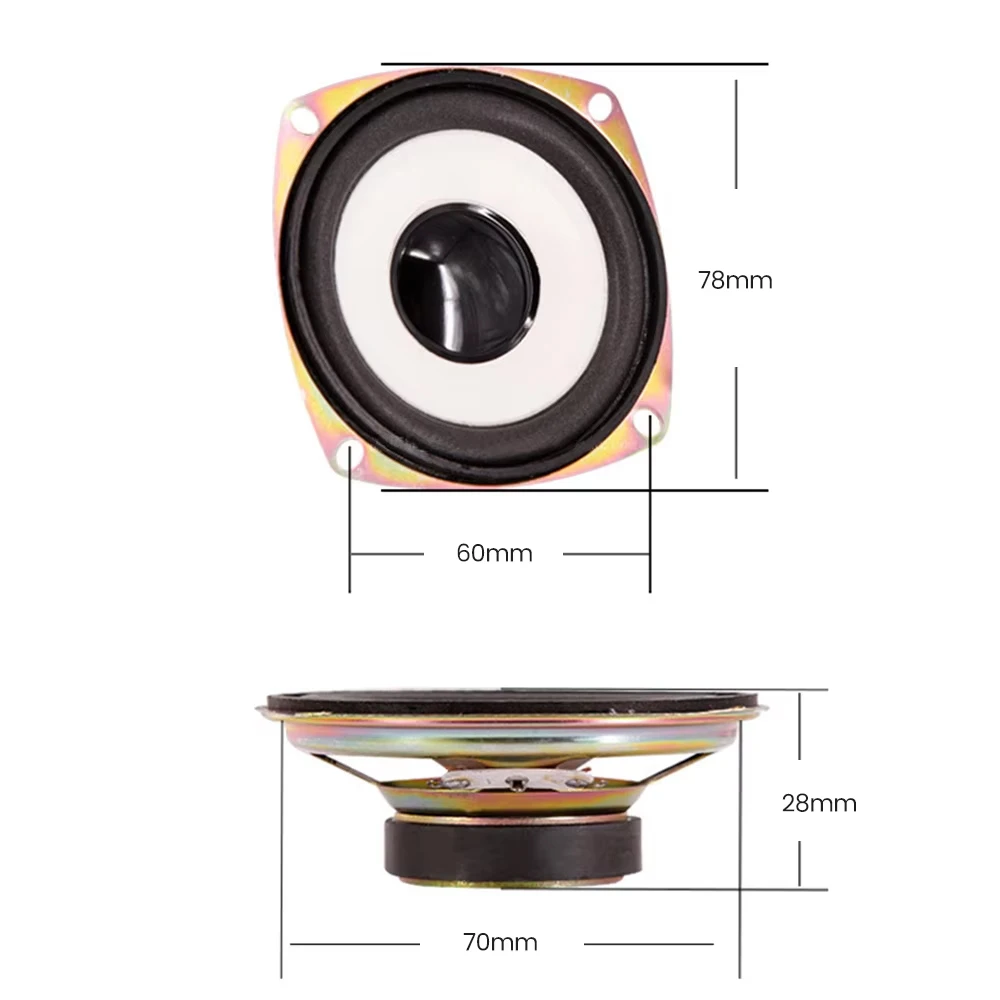 AUIN 2Pcs 3Inch 78MM 4Ohm 5W Speaker Audio Full Range Driver External Magnet DIY Bluetooth HiFi Stereo Square Loudspeaker