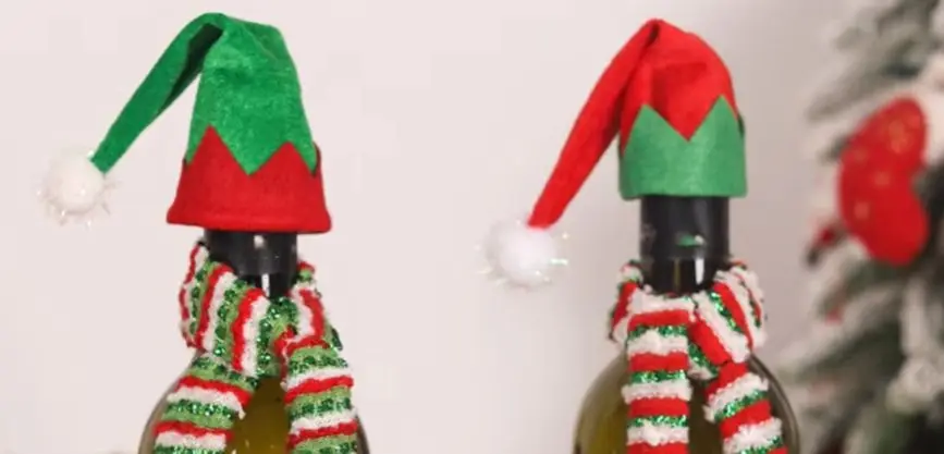 

Mini Santa Hat And Scarf Kit Mini Santa Hat And Scarf Kit Christmas Wine Bottle Hat Kit For Christmas Party Festive Party Supply