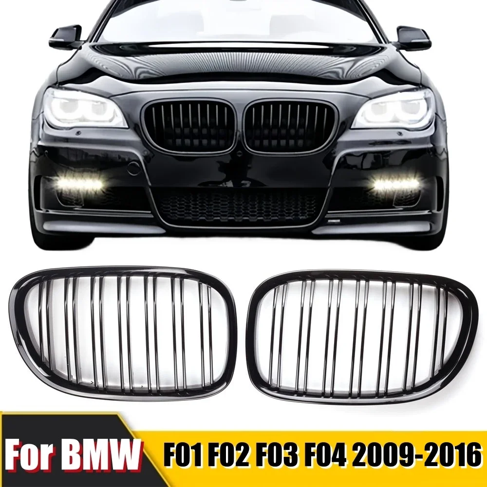 Car Front Kidney Grille For BMW F01 F02 7 Series 740i 750li 760li 2009-2019 Kidney Grill Gloss Black Dual Slat Grill Accessories