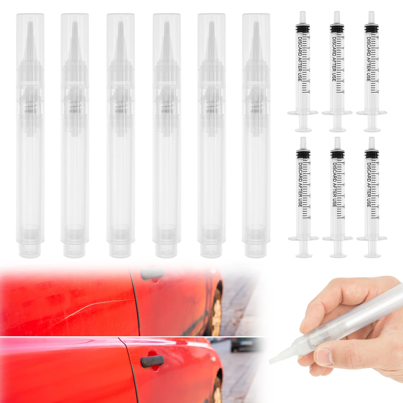 

6Pcs PP Plastic Touch up Paint Pen With Spring Pen Cap Reusable Soft Bristles Fillable Paint Pen Versatile Compact Wall Repair