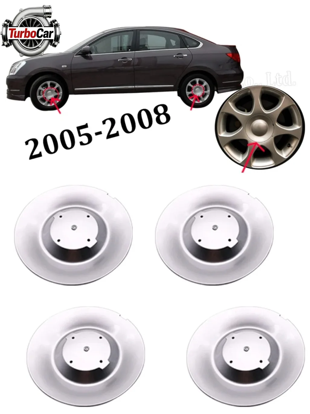 

Комплект из 4 колпачков для центра диска колеса Nissan Sylphy 2005-2008, замена оригинальных колпачков OE 40315-EW01A