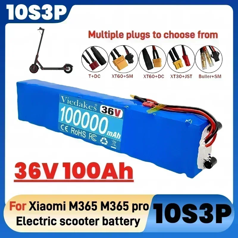 

VIEDAKES 10S3P 36V 100Ah Scooter Battery Pack for Xiaomi Mijia M365 36V Electric Scooter Battery pack 20A BMS protection