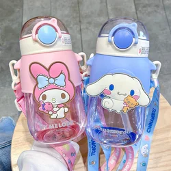 Sanrio Cartoon Anime Cute My Melody Cinnamoroll Kuromi Pochacco Pompompurin kubek na wodę butelka do karmienia sportowy kubek na wodę dla dzieci