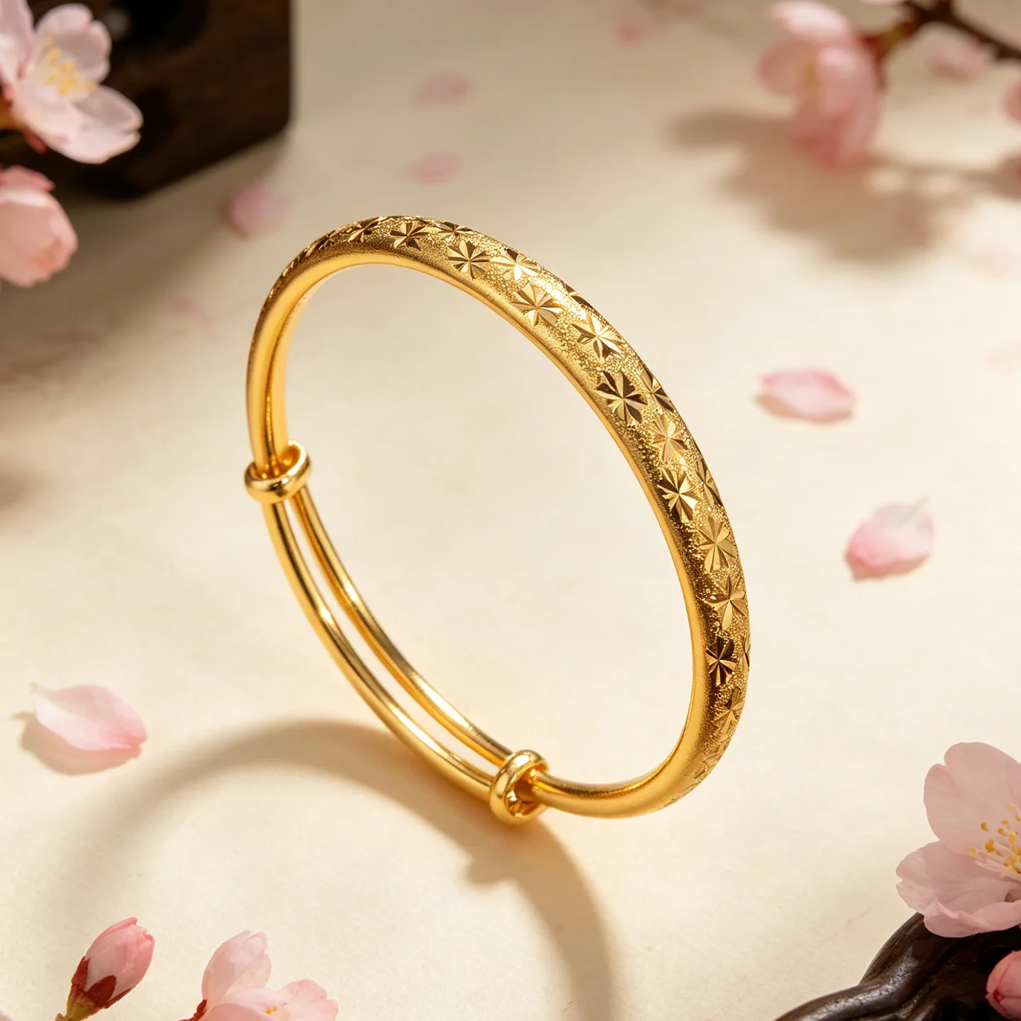 9999 gold full-sky star bracelet - women's model, retro and versatile push-pull style jewelry accessory