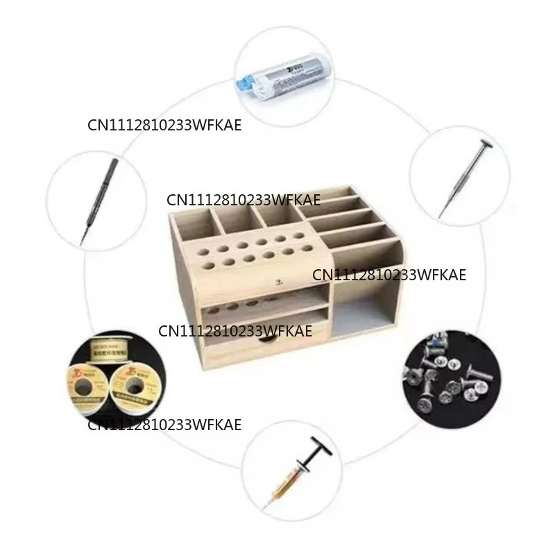 ToolGuide Multifunctional Wooden Storage Box Tweezers Screwdriver Holder for Mobile Phone Repair Tools