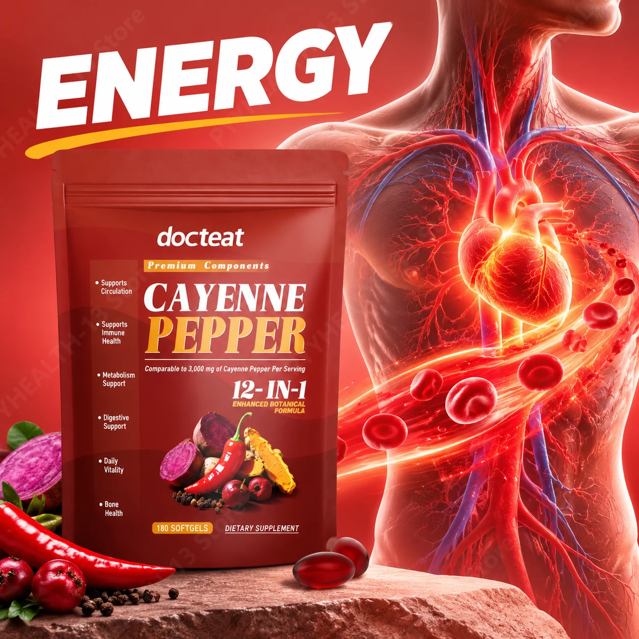 Chili Soft Capsules Provide Daily Energy Support Promote Blood Circulation and Enhance Immunity Hawthorn Extract 180 90 Days