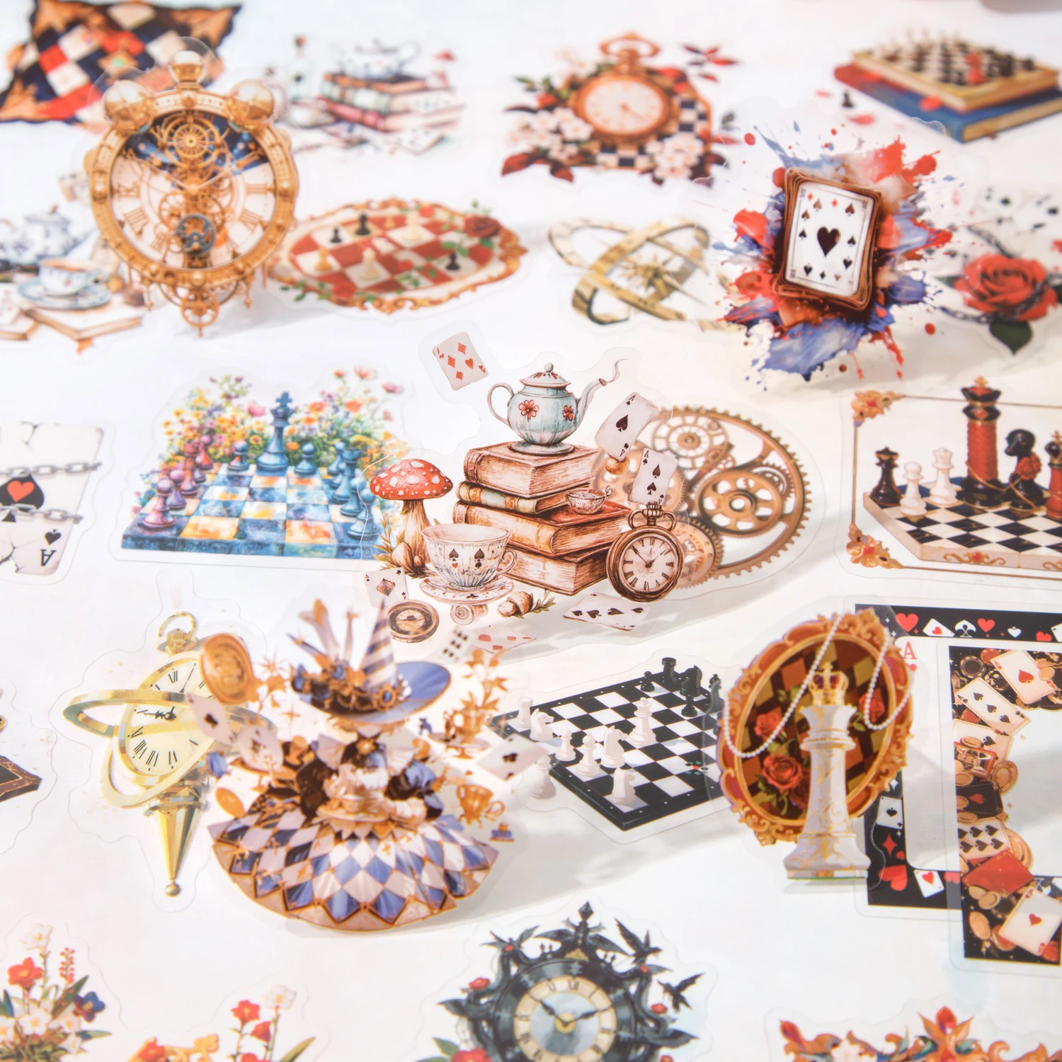 

Набор наклеек с пейзажем на 100 листов: серия «Время Алисы» — креативные эстетические канцелярские наклейки с узором для ведения журнала, коллаж