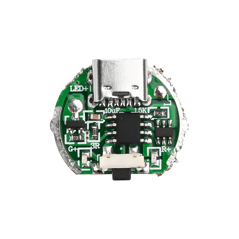 Linterna tipo c con placa controladora de carga, placa de circuito de fuente de alimentación, bombilla U2/L2, batería 18650/26650 con interruptor