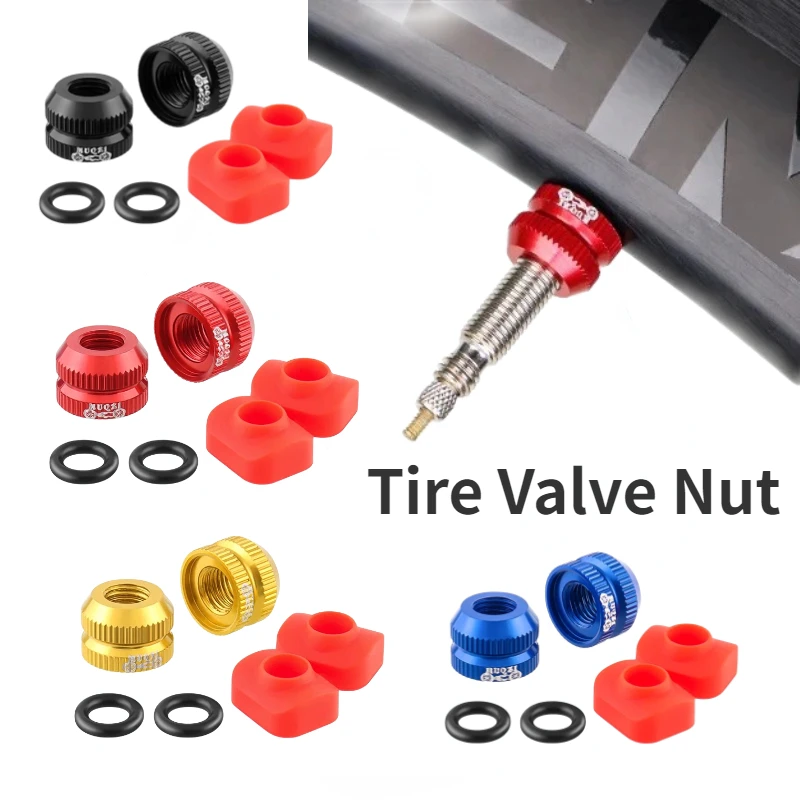 2pcs Tire Valve Nut MTB Bicycle Vacuum Tire Inner Valves Nozzle Cover Aluminium Alloy Presta Valve Protection Screw Fixed Washer