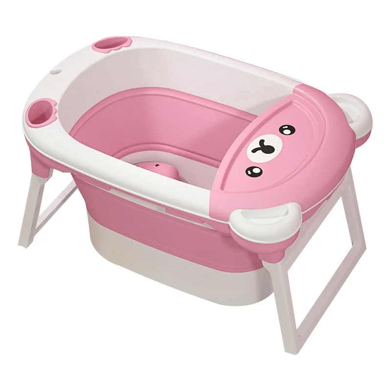 

Children Folded Portable Bathtub Can Sit Can Lie Folding Basin Large Thickened Bath Basin Ring Polytemperature Bathroom Barrel