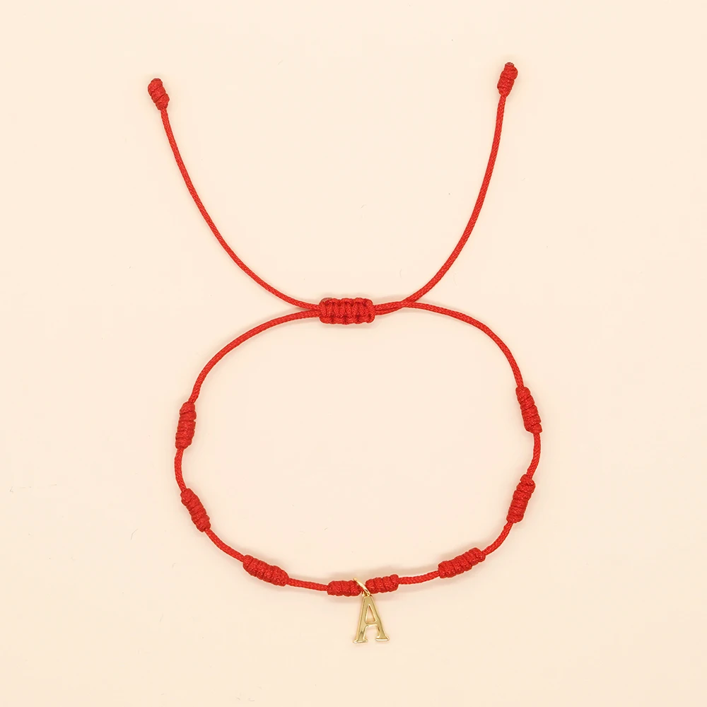 Go2boho Knot Red Bracelets 26 Letter Pendant Handmade Bohemian Rope For Women Men Holiday Festival Gift Fashion Jewelry Trendy