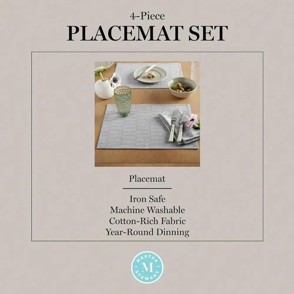

Modern Farmhouse Reversible Placemat 4Pack Set, Charcoal Grey, 13inchx17.5inch,CharcoalGrey