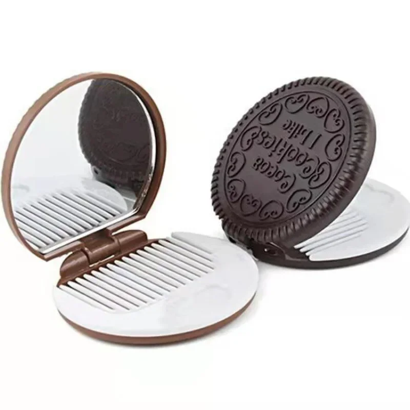 Chocolate Sandwich Cookies Makeup Mirror Cute Princess Portable Portable Dressing Mirror Folding Round Mirror