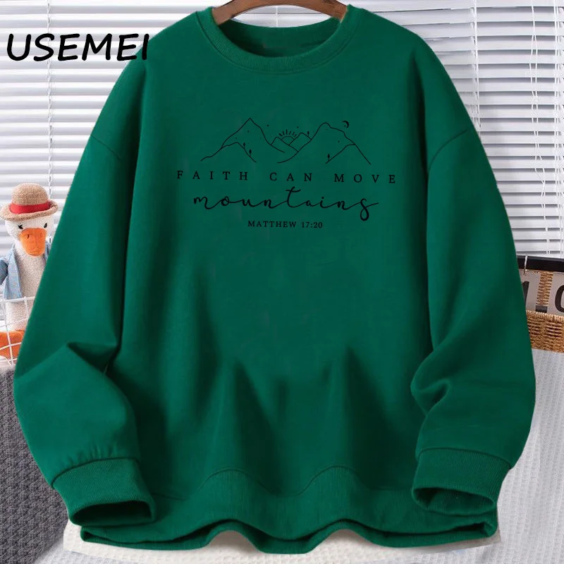 Sudadera con fe puede mover montañas, ropa de fe cristiana Harajuku, Sudadera con capucha de Jesús, jersey de cuello redondo con versículo bíblico, ropa