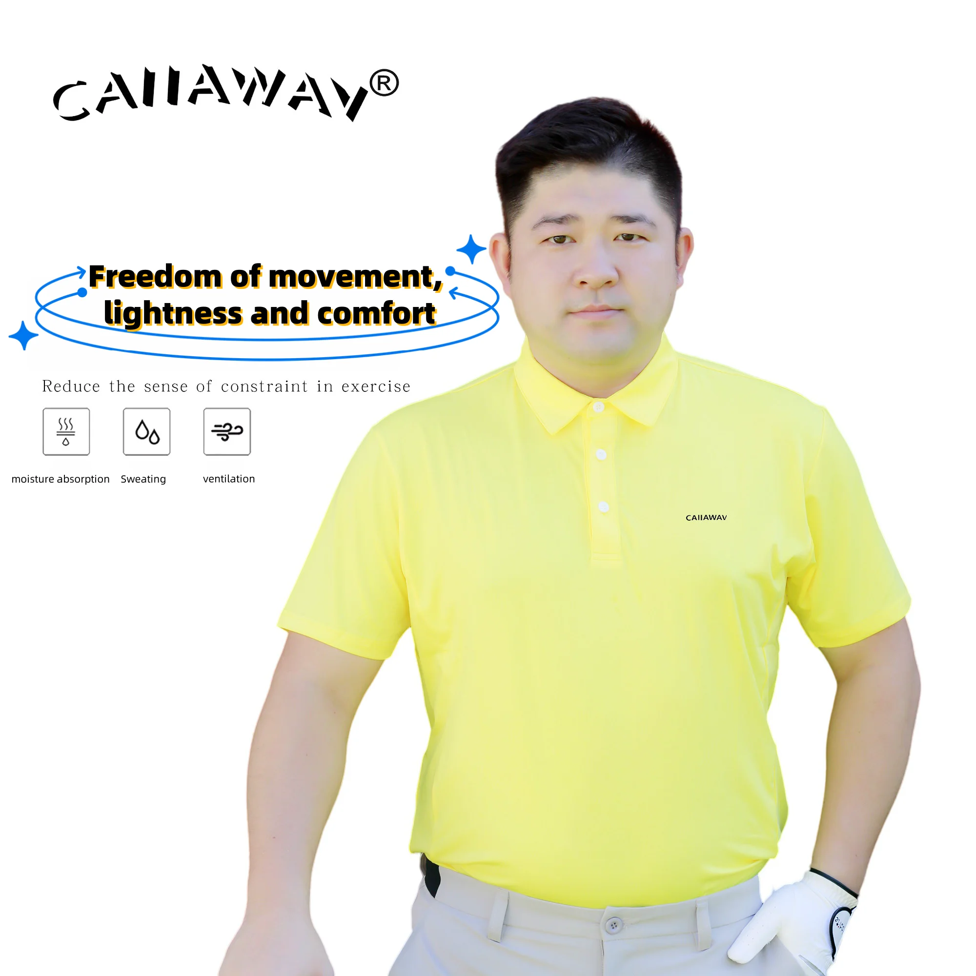 CAIIAWAV-T-Shirt Golf Masculina de Manga Curta, Top Respirável e de Secagem Rápida, Autêntica Camisa POLO, Novo