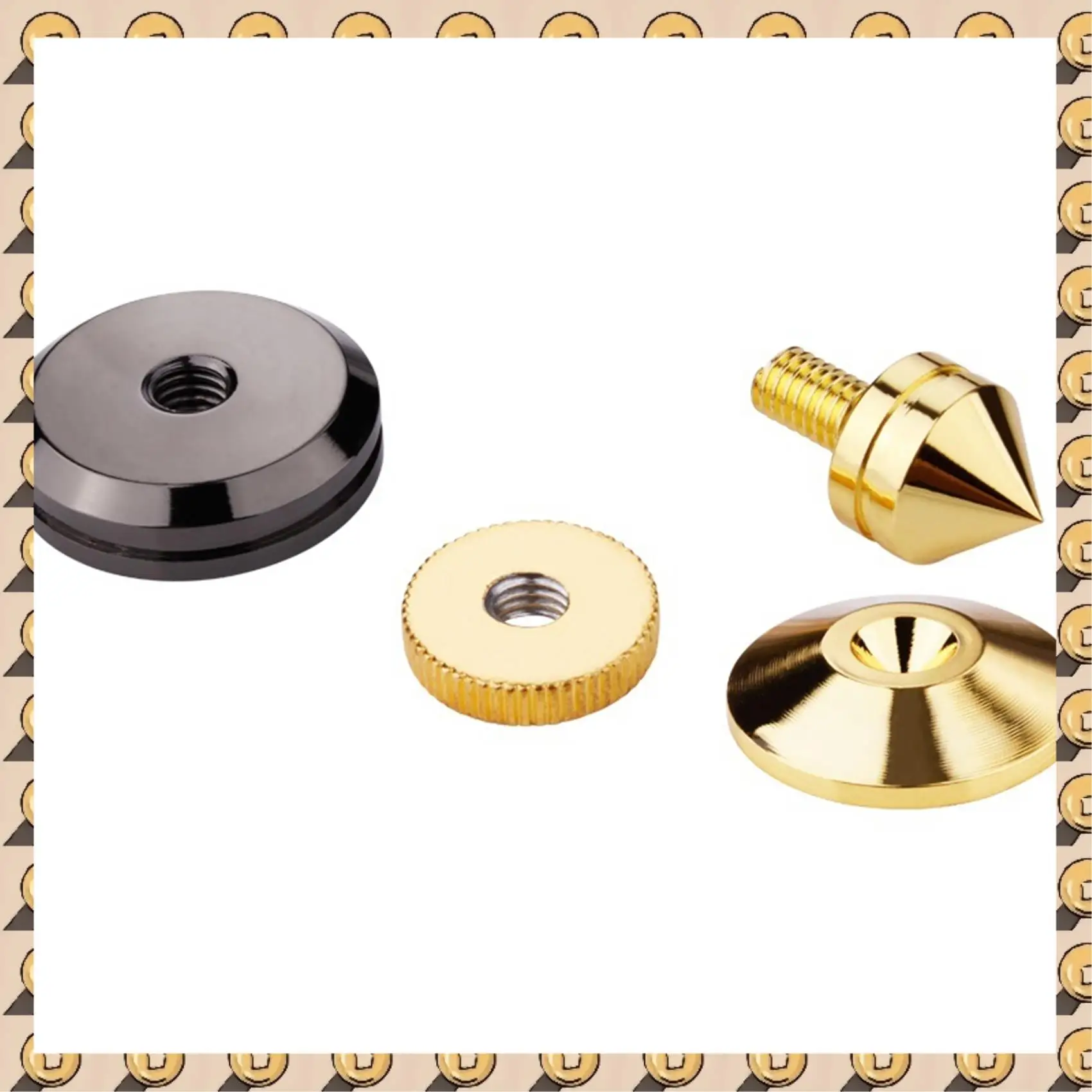 A003 8X Gouden Luidspreker Spike Met Vloerschijven Stand Voet Isolatie Spikes Professionele Luidsprekeraccessoires