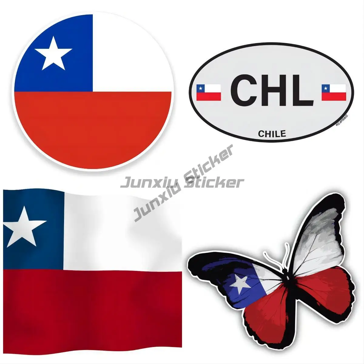 

Republic of Chile Flag Vinyl Sticker Laptop Travel Luggage Bumper Camper Occlusion Scratch Exterior Decor