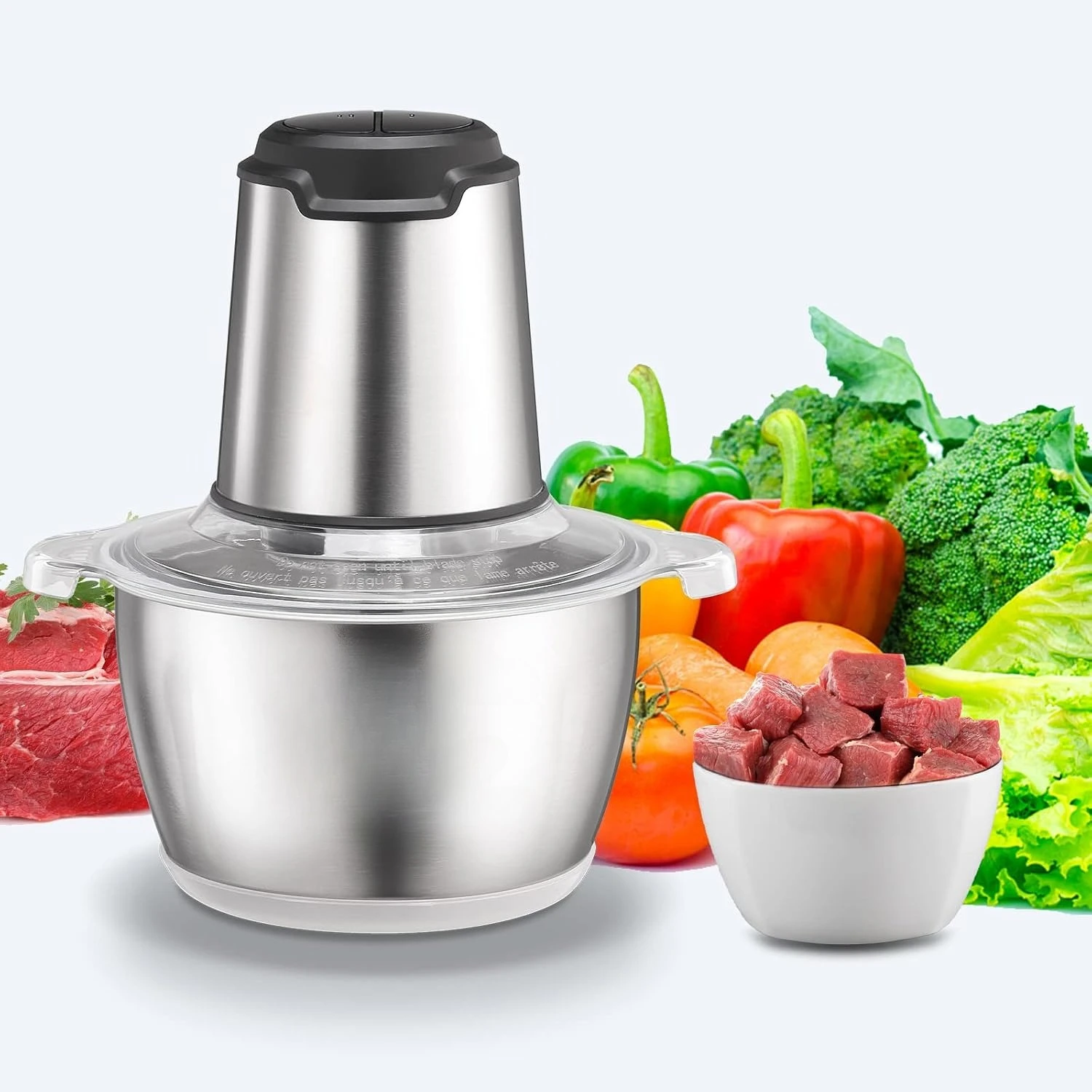 Electric Food Chopper Stainless Steel Compact Size Puree Sharp Blades All Season Classic