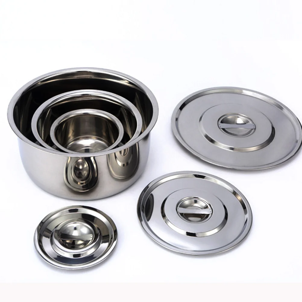 

3pcs Stainless Steel Soup Bowl Set Large Capacity Mixing Salad Food Container Nesting Kitchen Bowls Rustproof Polished Mirror