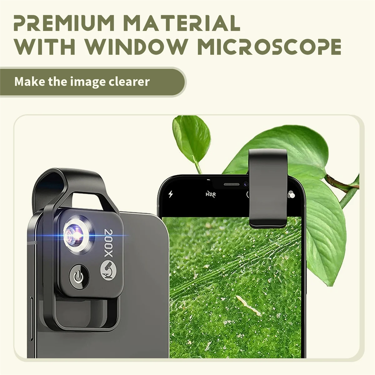 microscope200X Cell Phone Microscope Accessory with Window MicroscopePortable Mini Digital Microscope with LED Light/Universal