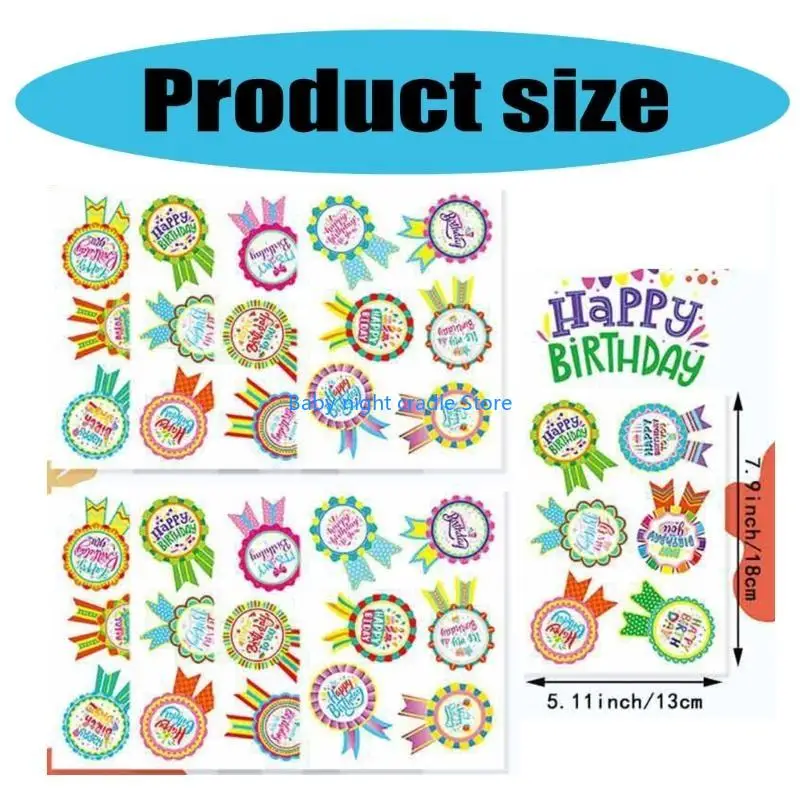 J2FF Set von 16 Blättern bunte Geburtstagsfeier -Aufkleber für Kinder Selbstkleber