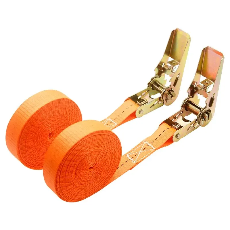 Heavy Duty Metal Buckle Tie-Down Cargo Straps for Car and Truck - Strong Ratchet Belt for Secure Luggage and Cargo Transport