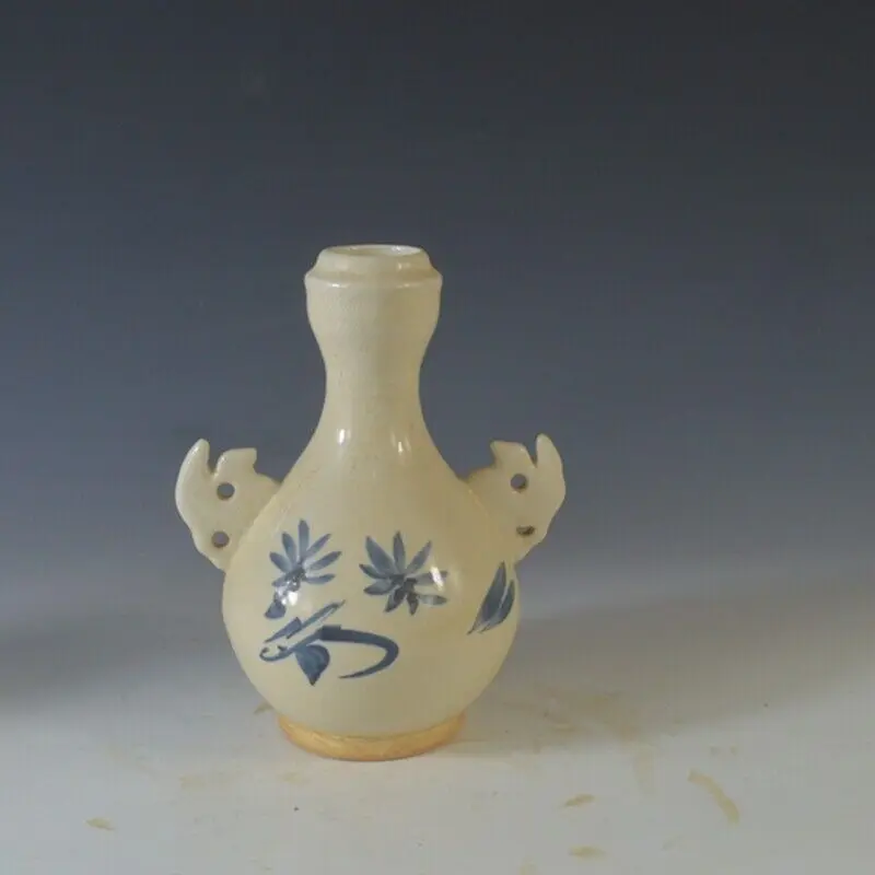 

7" China Jingdezhen Torture Kiln Porcelain White Glaze Flower Two Ear Vase