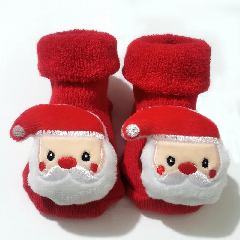 Christmas Baby Socks for Boys Girls Autumn Winter Toddlers Anti Slip Socks Infant Newborn Cotton Floor Sock Shoes New Year Gift