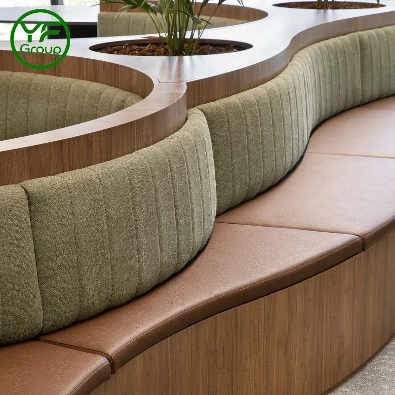 Wholesale Custom Durable Restaurant Furniture S Shape Wooden Velvet Curved Booth Seating and Table Chair Set Cafe Hotel