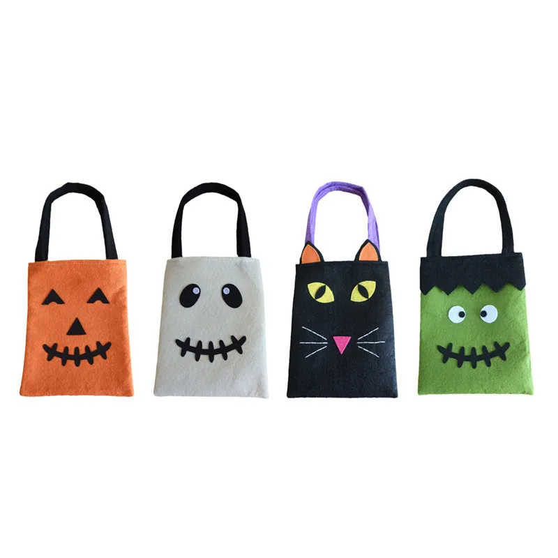 Halloween Tote Bag Witch Black Cat Candy Bag Trick Or Treat Festival Decor For Kids Gift Bag Party Sweets Gift Basket