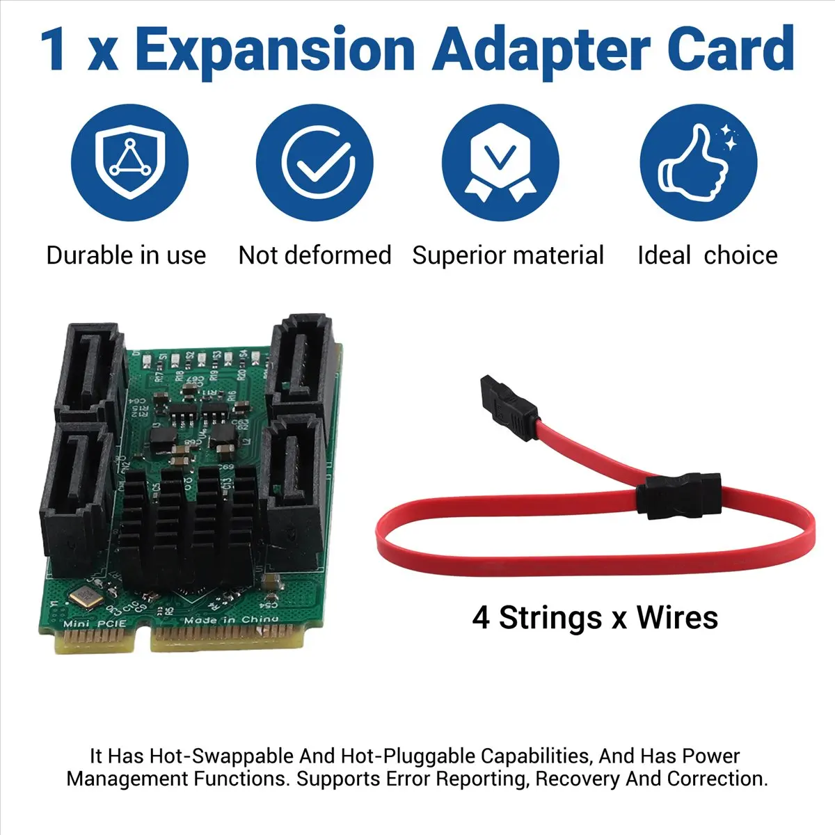 [A90P] Expansion Adapter PCIE to SATA Expansion Card Full Height MPCI-E to Quad SATA HDD Interface Adapter Card for Synology