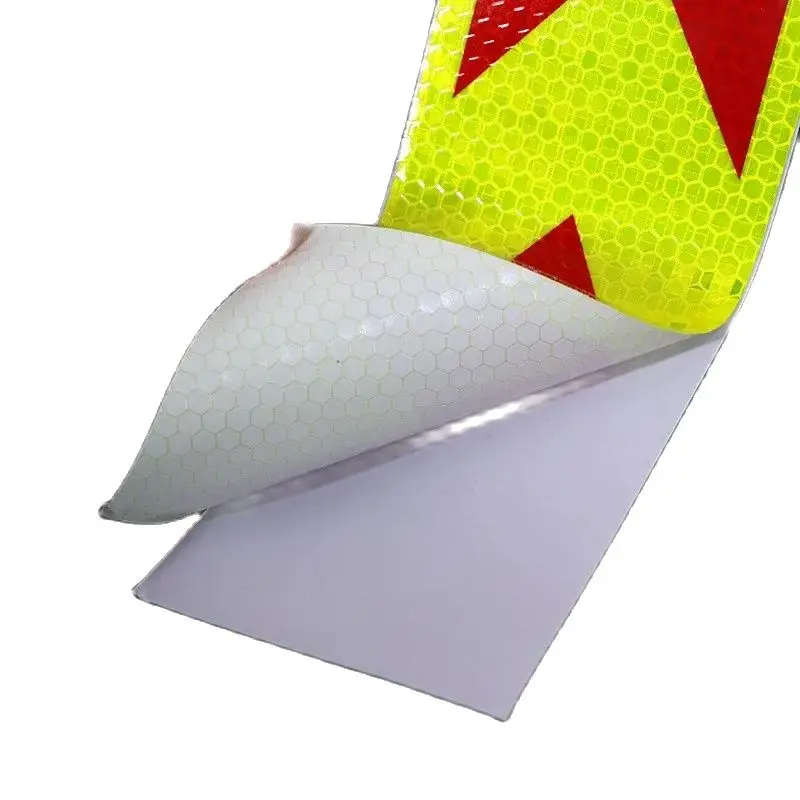 5cmx3m Self-adhesive Fluorescent Yellow Red Arrow Reflective Tape Warning Sticker